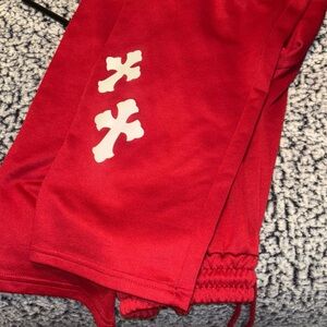 Kids Red Pants with White Cross Design